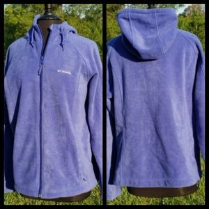 Columbia blue full zip fleece jacket w/ hood sz1X